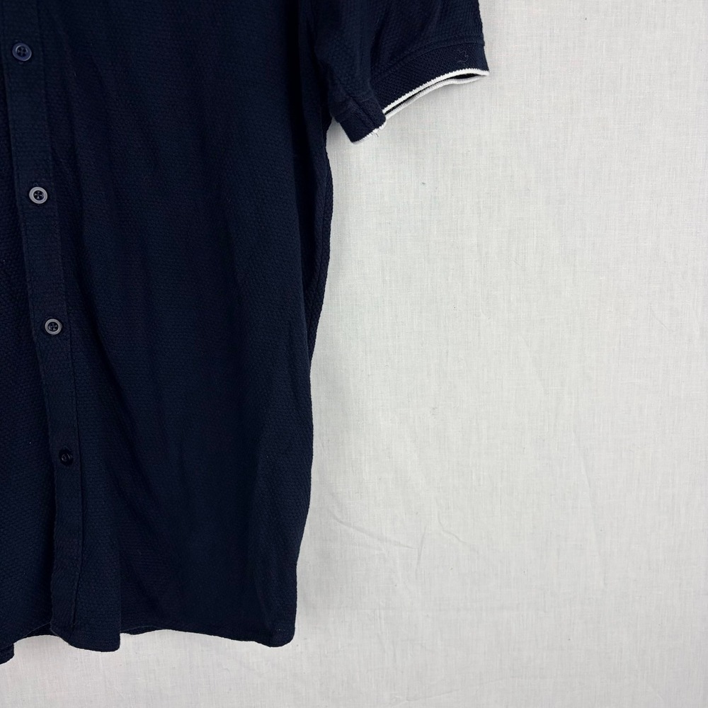 Kenneth Cole New York Mens Navy Blue XL Polo Shirt Textured Short Sleeve - Picture 5 of 15